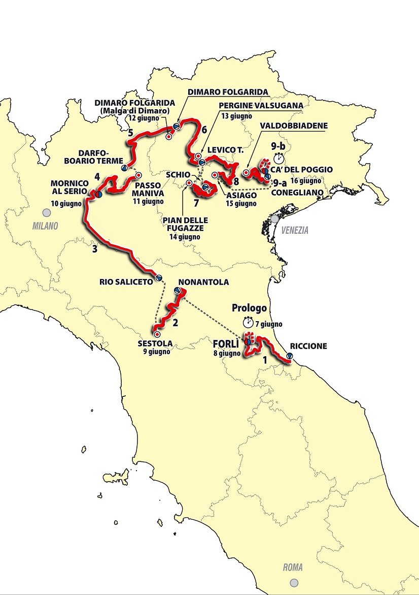 Streckenverlauf Giro Ciclistico dItalia 2018