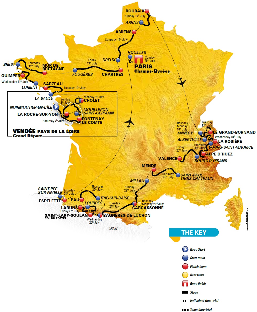 Streckenverlauf Tour de France 2018
