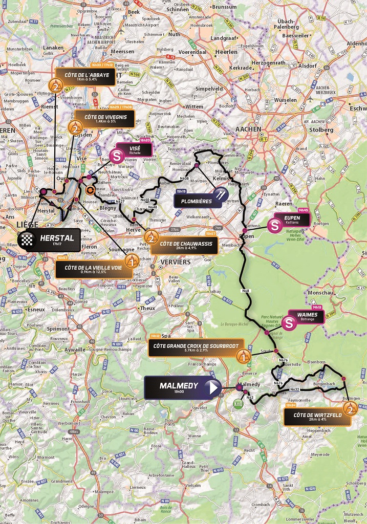 Streckenverlauf VOO-Tour de Wallonie 2018 - Etappe 4