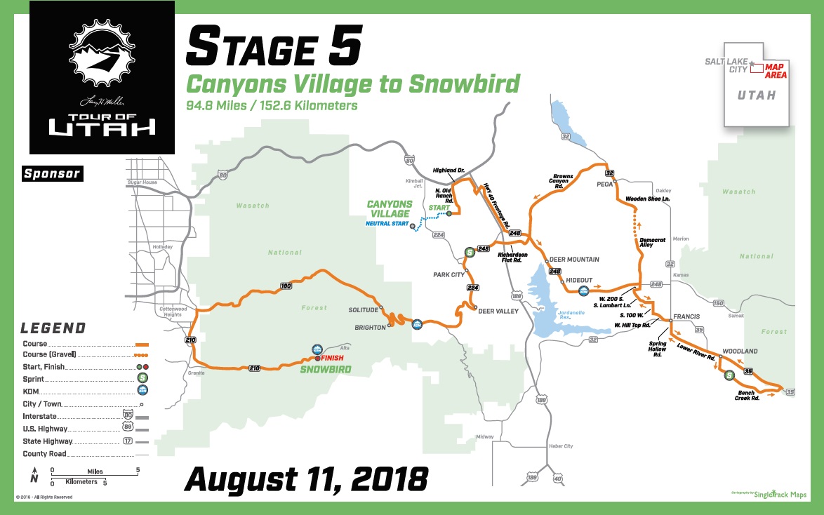 Streckenverlauf The Larry H. Miller Tour of Utah 2018 - Etappe 5