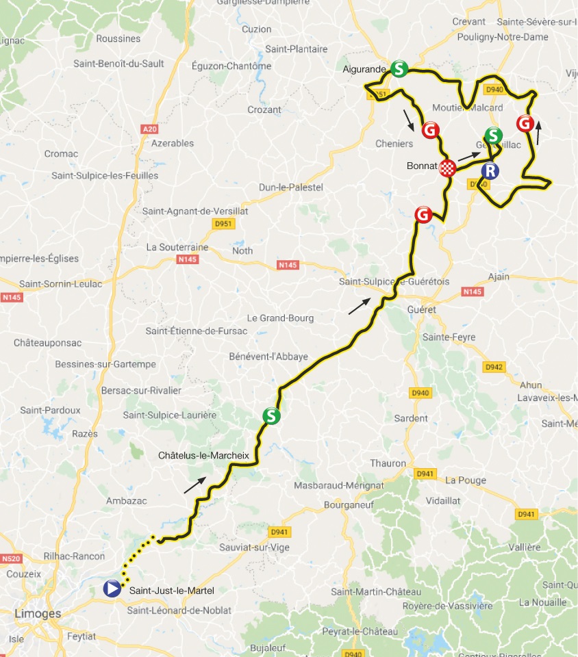 Streckenverlauf Tour du Limousin - Nouvelle Aquitaine 2018 - Etappe 1