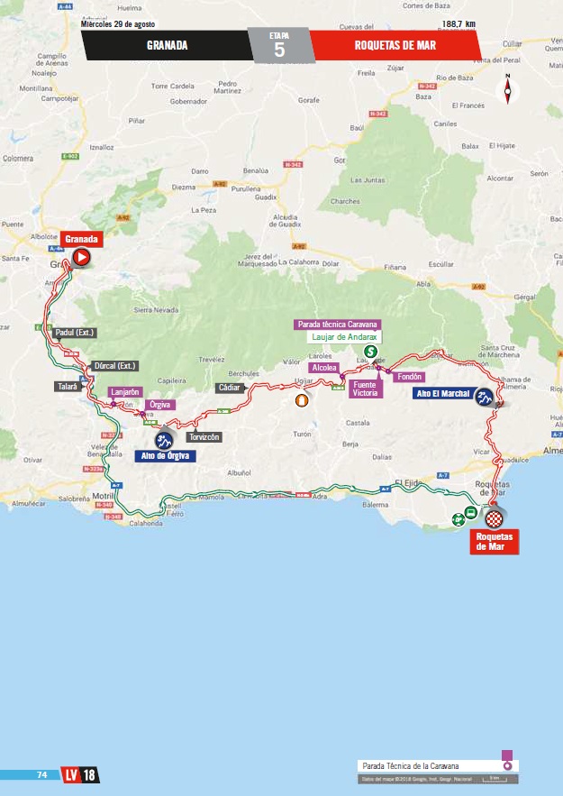 Streckenverlauf Vuelta a Espaa 2018 - Etappe 5