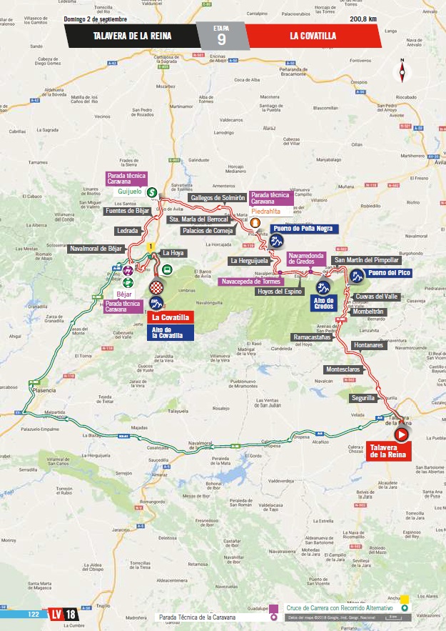 Streckenverlauf Vuelta a España 2018 - Etappe 9