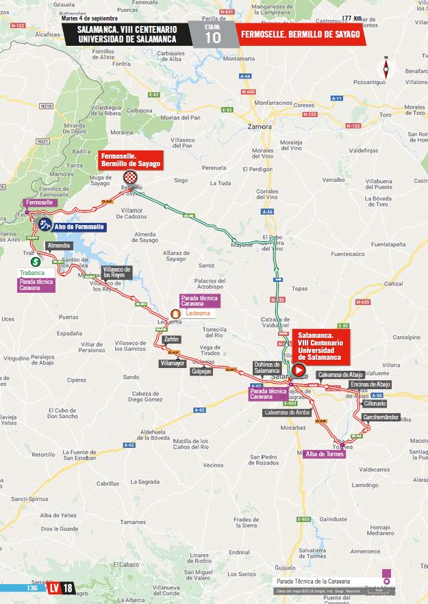 Streckenverlauf Vuelta a España 2018 - Etappe 10