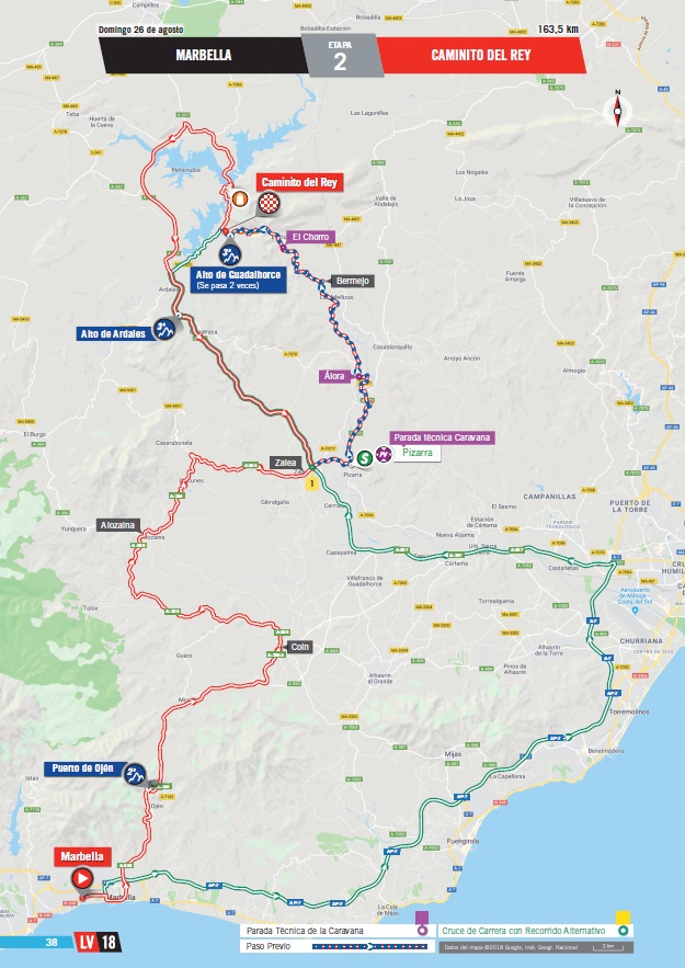Streckenverlauf Vuelta a Espaa 2018 - Etappe 2