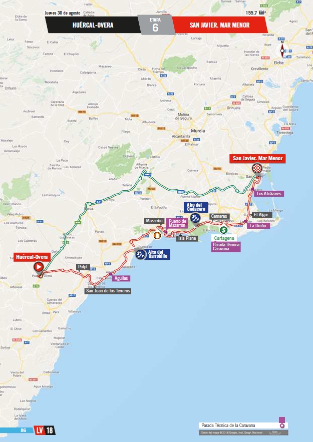 Streckenverlauf Vuelta a Espaa 2018 - Etappe 6