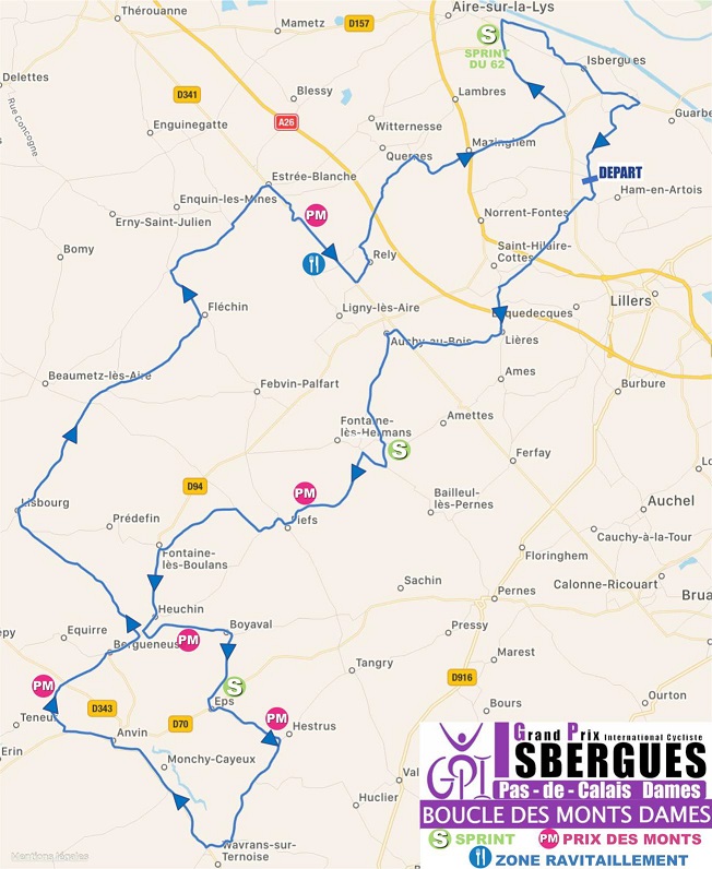 Streckenverlauf Grand Prix International dIsbergues - Pas de Calais Fminin 2018