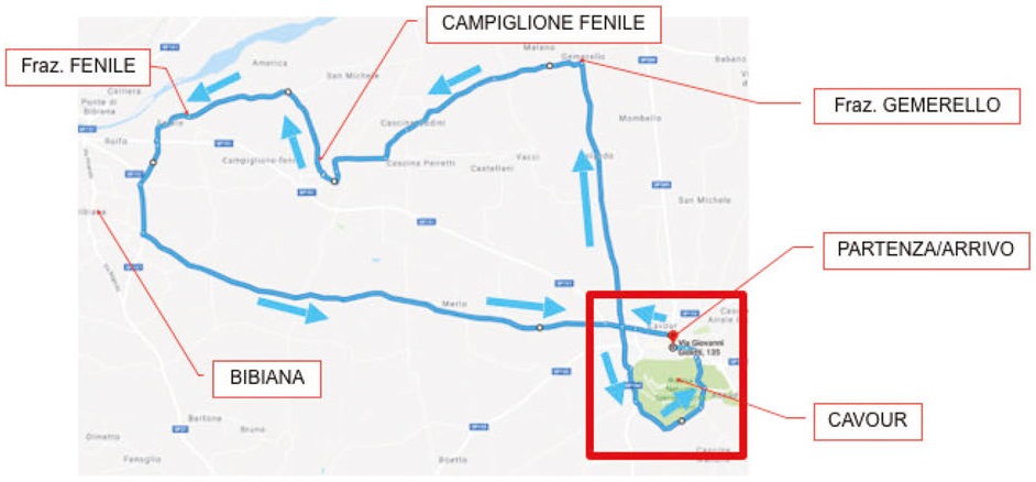 Streckenverlauf Nationale Meisterschaften Italien 2018 - Einzelzeitfahren