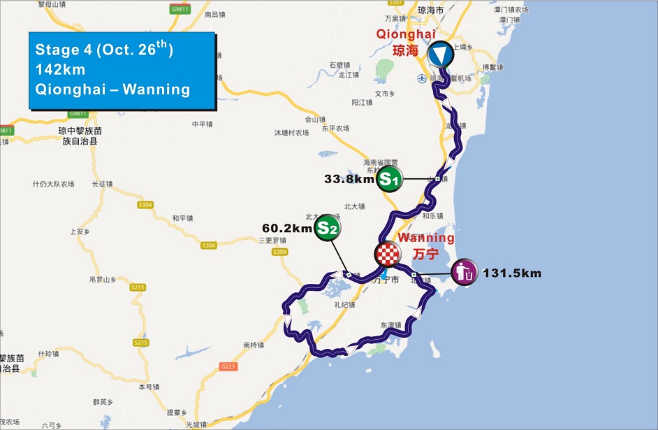 Streckenverlauf Tour of Hainan 2018 - Etappe 4