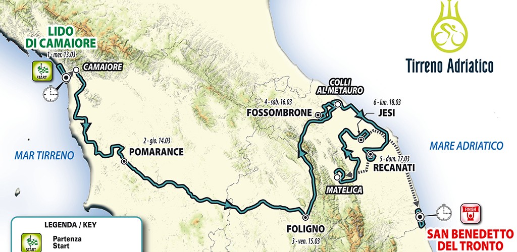 Prsentation Tirreno-Adriatico 2019: Streckenkarte