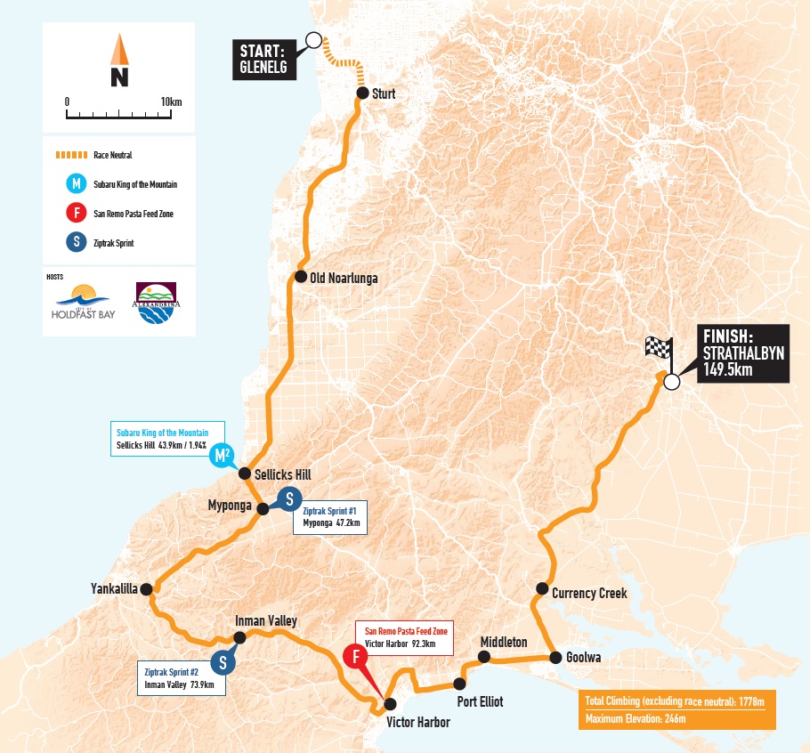 Streckenverlauf Tour Down Under 2019 - Etappe 5