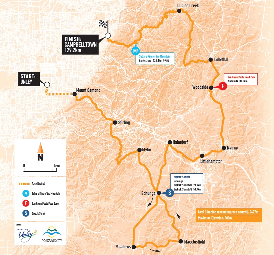 Streckenverlauf Tour Down Under 2019 - Etappe 4