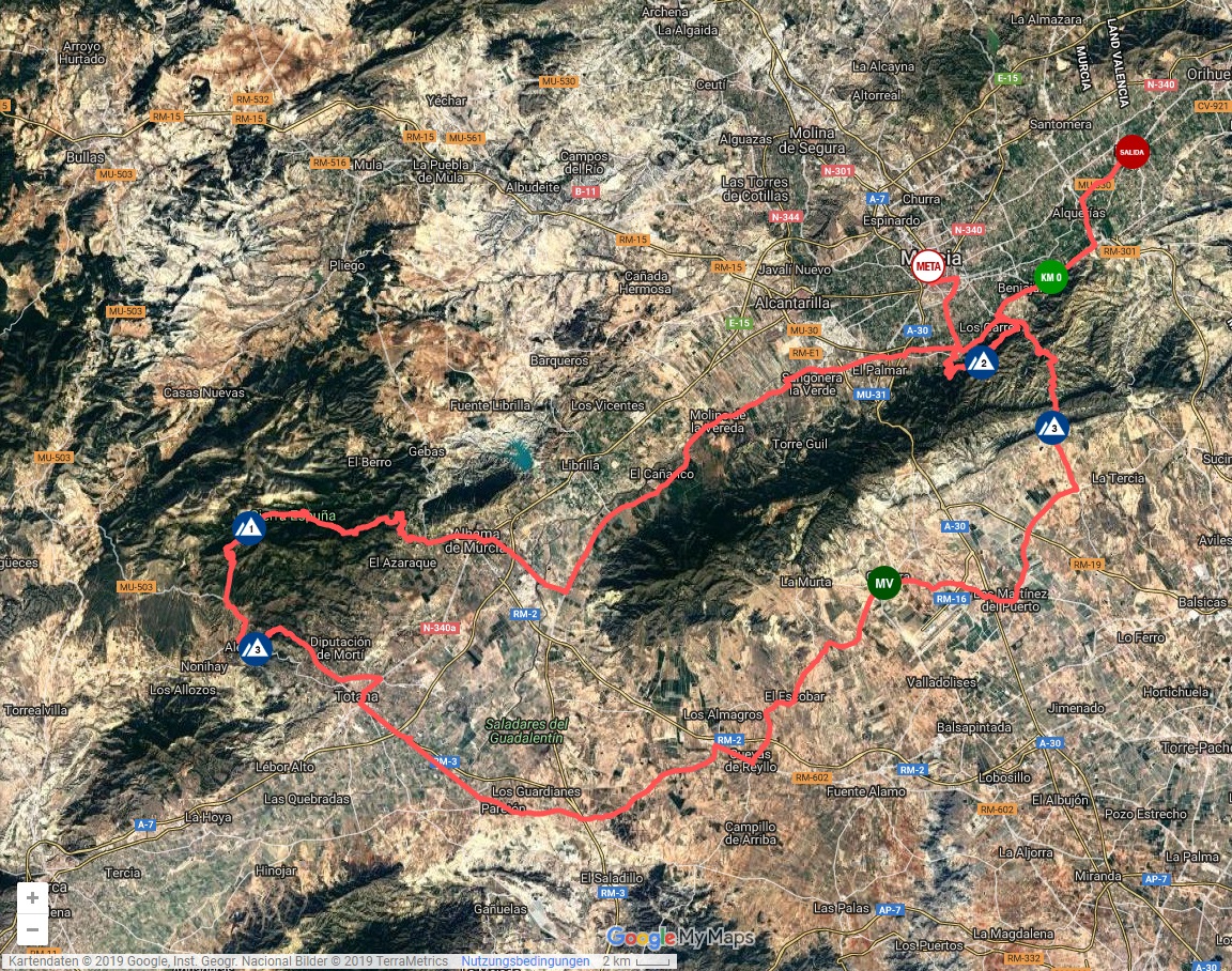 Streckenverlauf Vuelta Ciclista a la Regin de Murcia Costa Clida - Etappe 2