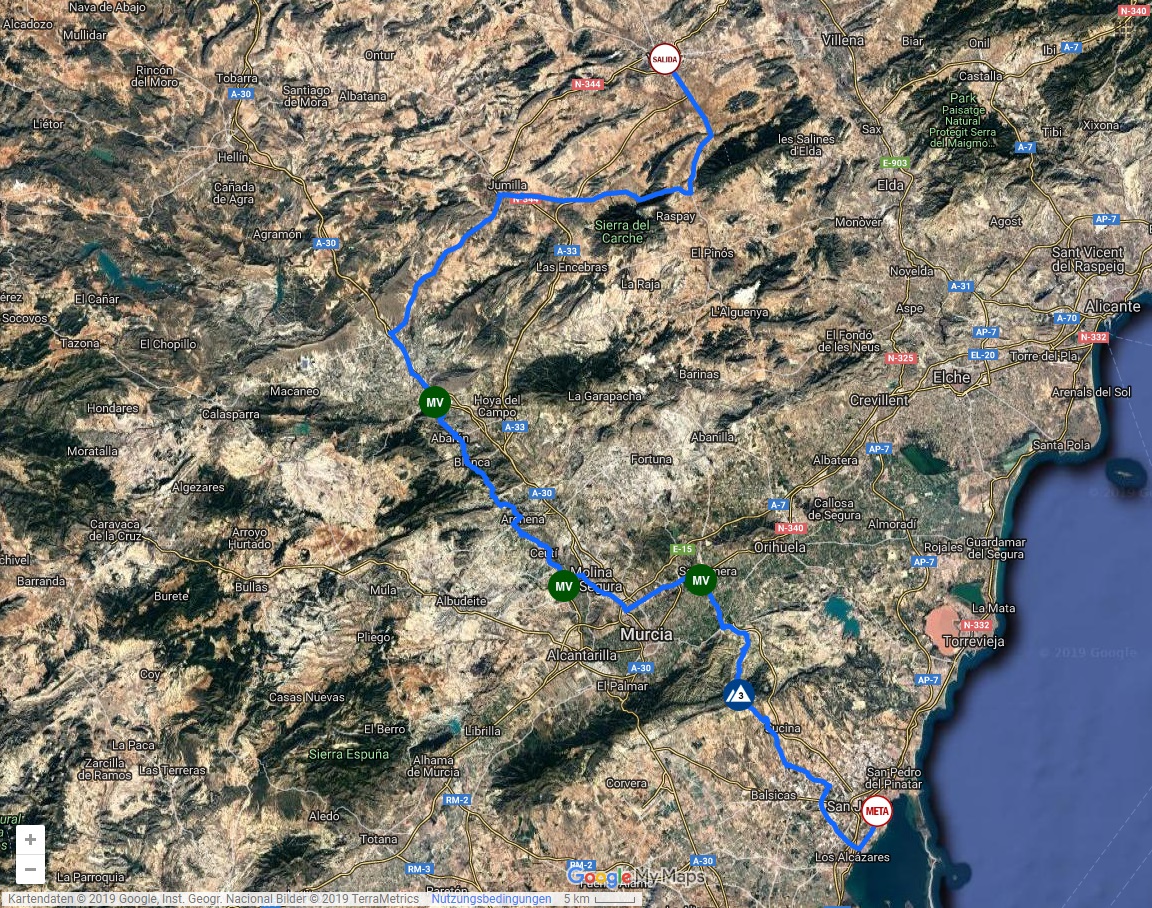 Streckenverlauf Vuelta Ciclista a la Regin de Murcia Costa Clida - Etappe 1
