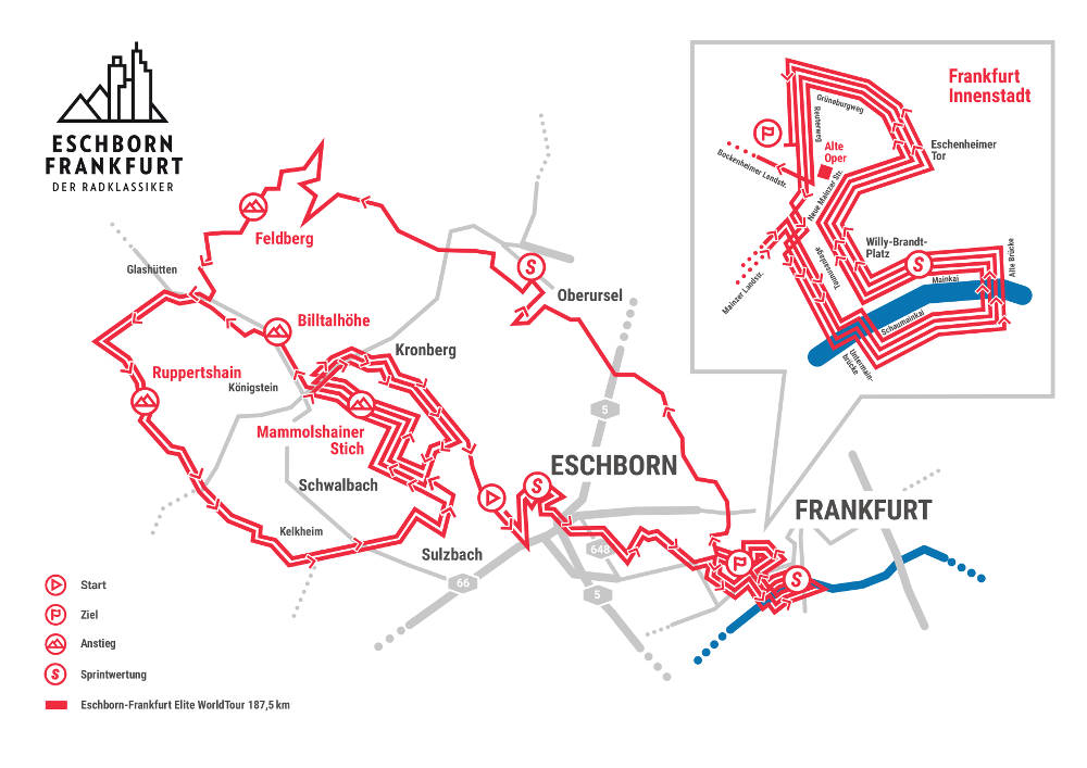 Karte der neuen Strecke von Eschborn-Frankfurt
