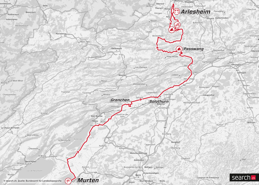 Streckenprsentation der Tour de Suisse 2019: Karte Etappe 4