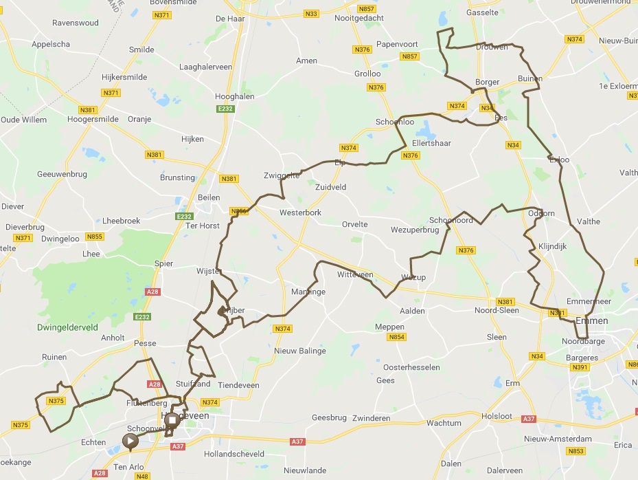 Streckenverlauf Ronde van Drenthe 2019 (Mnner)