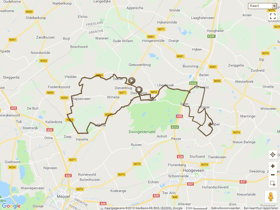 Streckenverlauf Drentse Acht van Westerveld 2019