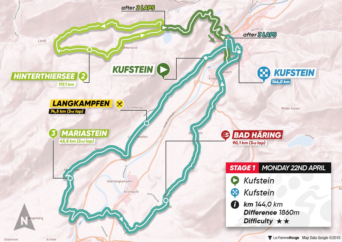 Streckenverlauf Tour of the Alps 2019 - Etappe 1