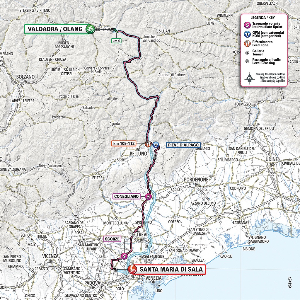 Streckenverlauf Giro d’Italia 2019 - Etappe 18