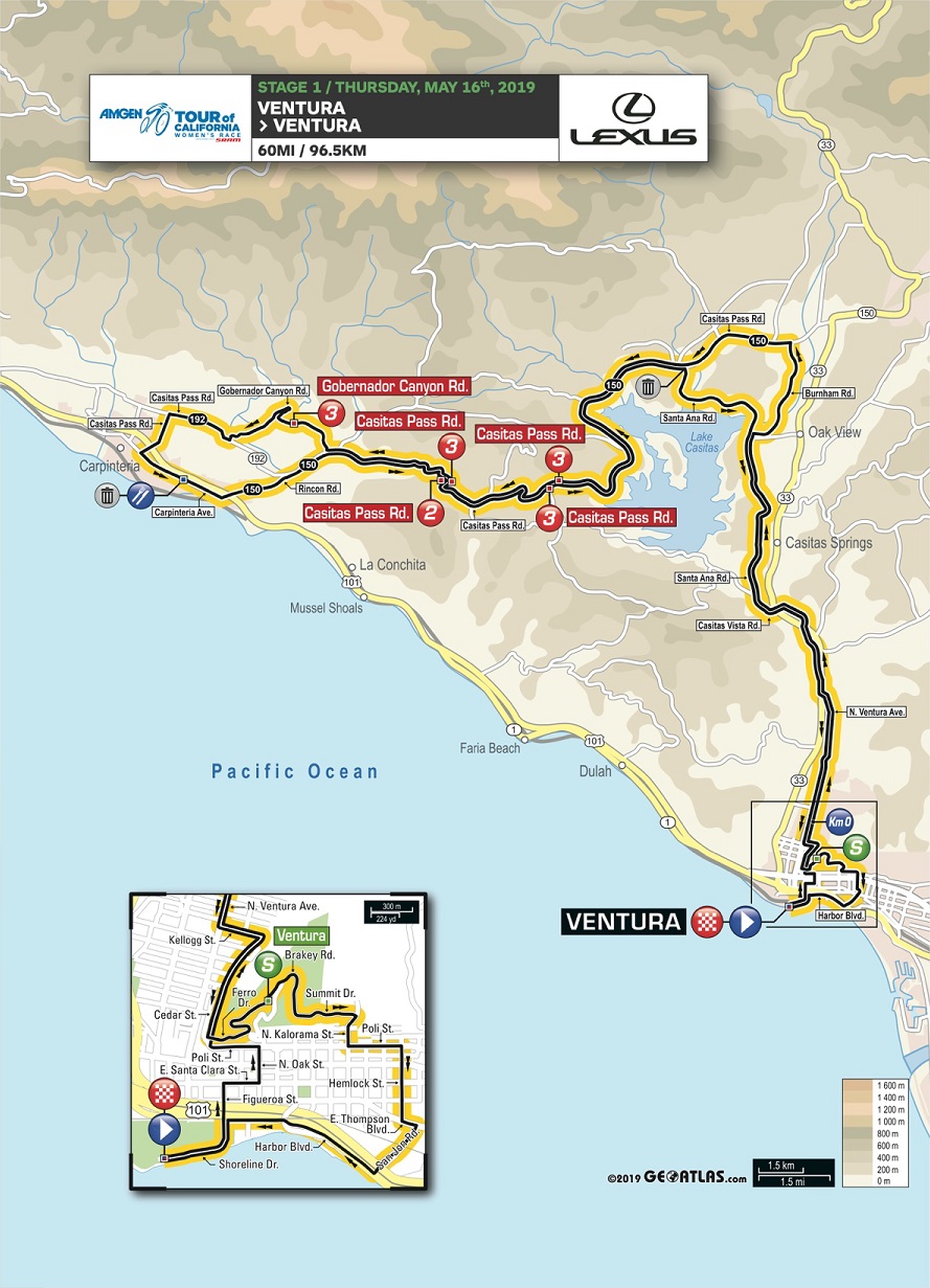 Streckenverlauf Amgen Tour of California Womens Race 2019 - Etappe 1