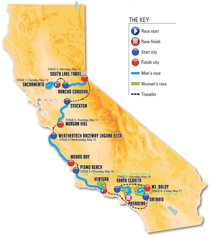 Streckenverlauf Amgen Tour of California Womens Race 2019