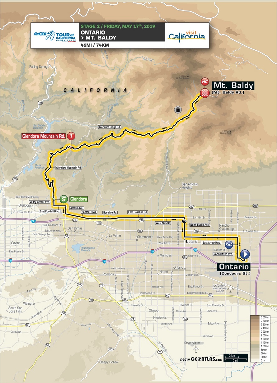 Streckenverlauf Amgen Tour of California Womens Race 2019 - Etappe 2