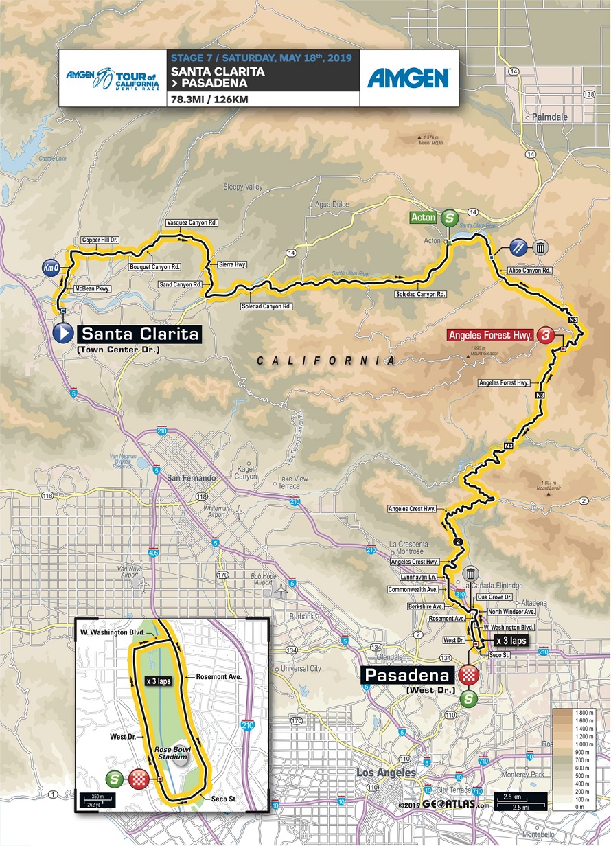 Streckenverlauf Amgen Tour of California 2019 - Etappe 7