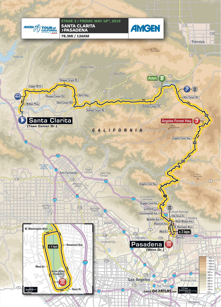 Streckenverlauf Amgen Tour of California Womens Race 2019 - Etappe 3