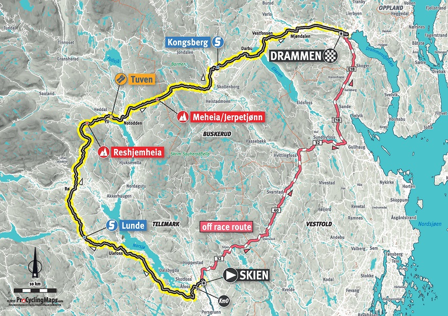 Streckenverlauf Tour of Norway 2019 - Etappe 5