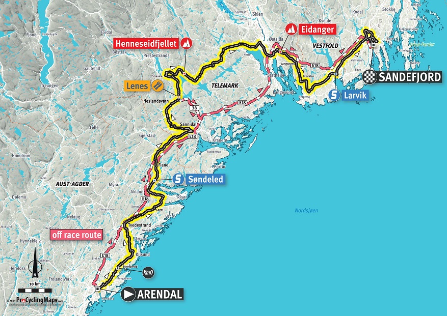 Streckenverlauf Tour of Norway 2019 - Etappe 4