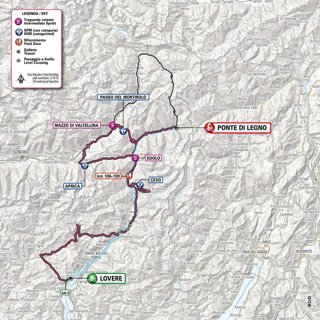 Streckenverlauf Giro d’Italia 2019 - Etappe 16 (neue Strecke)