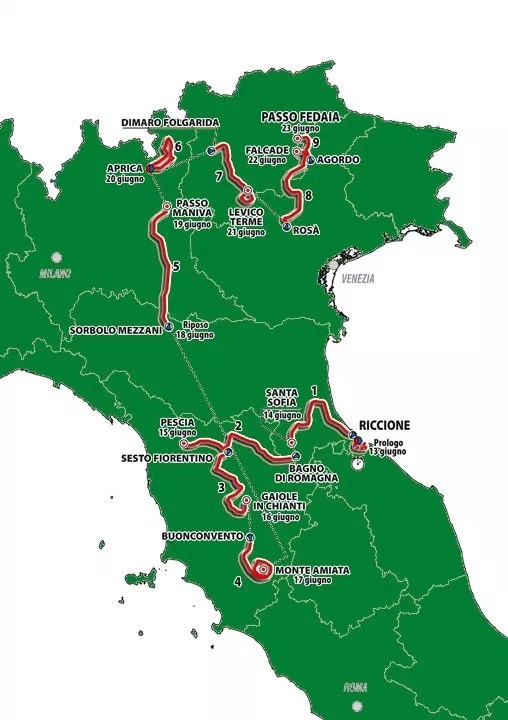 Streckenverlauf Giro Ciclistico dItalia 2019