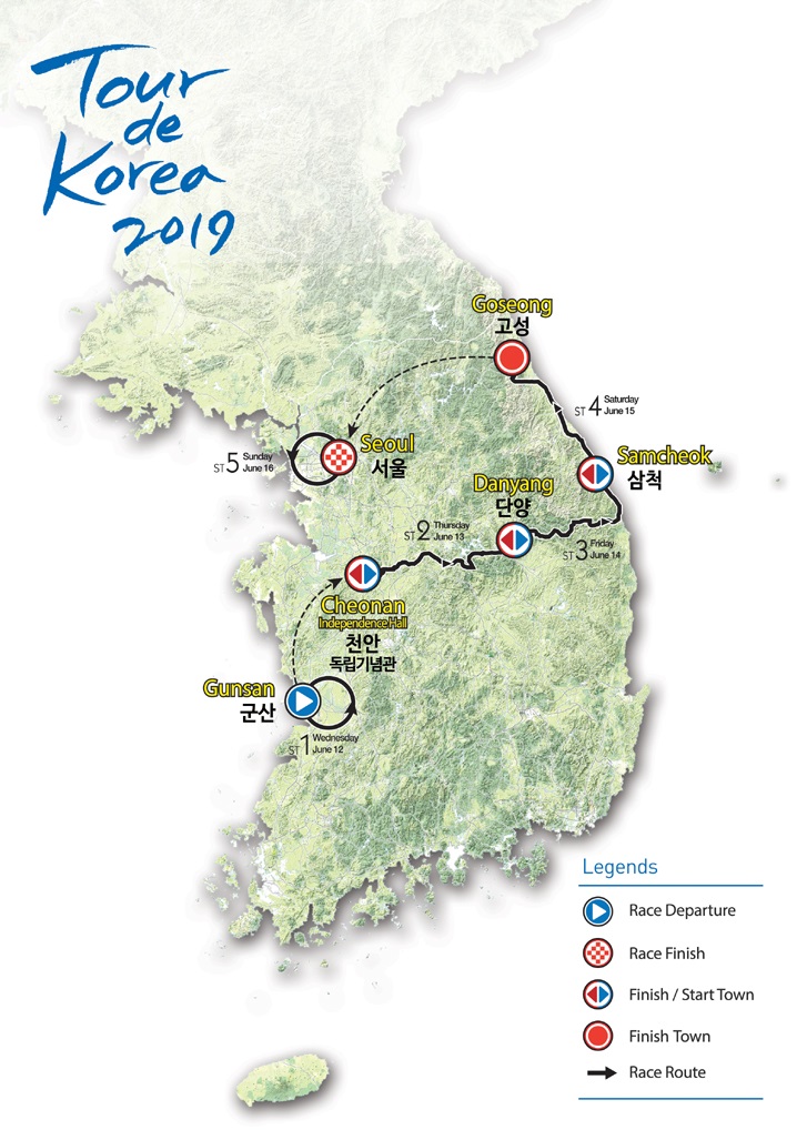 Streckenverlauf Tour de Korea 2019