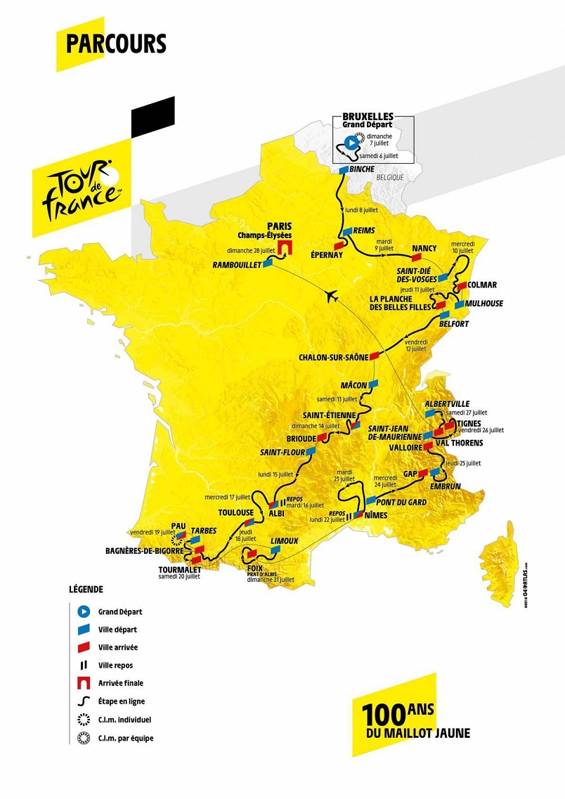 Streckenverlauf Tour de France 2019