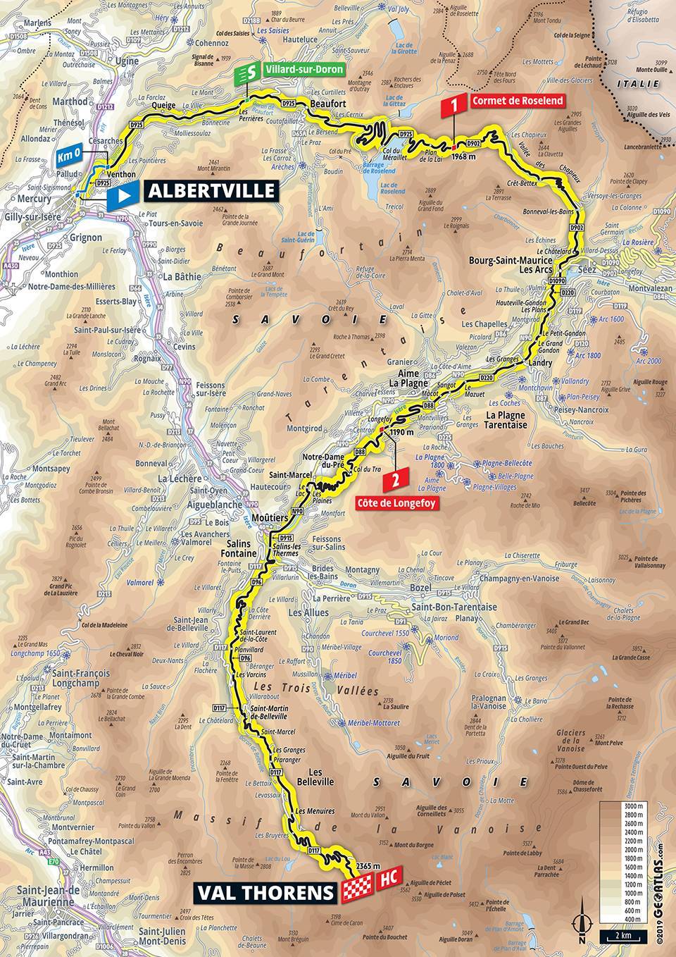 Streckenverlauf Tour de France 2019 - Etappe 20