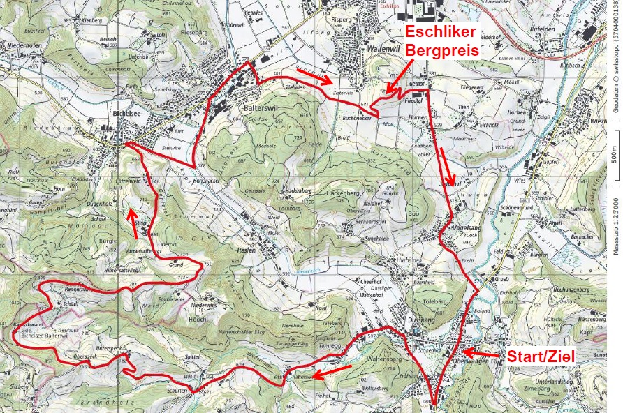 Streckenverlauf Nationale Meisterschaften Schweiz 2019 - Straenrennen, kleiner Rundkurs (18,3 km / 320 hm)