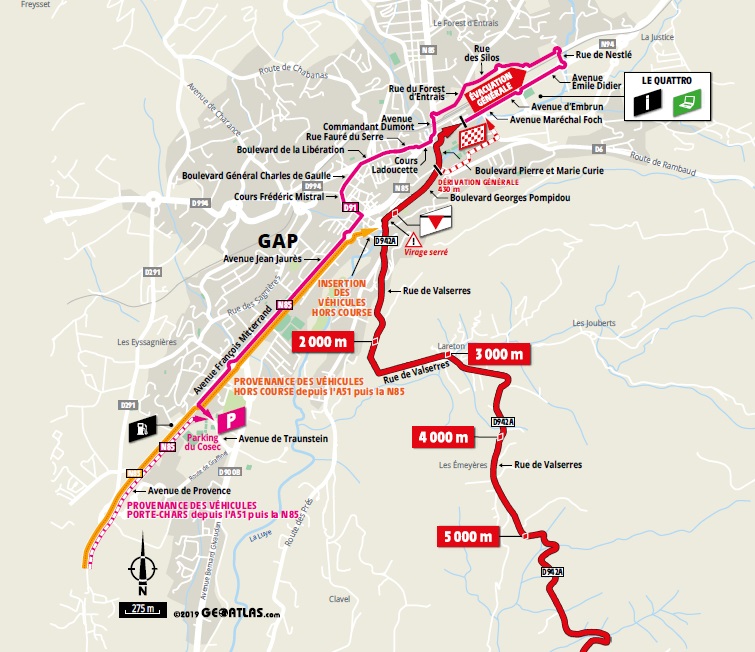 Streckenverlauf Tour de France 2019 - Etappe 17, letzte 5 km