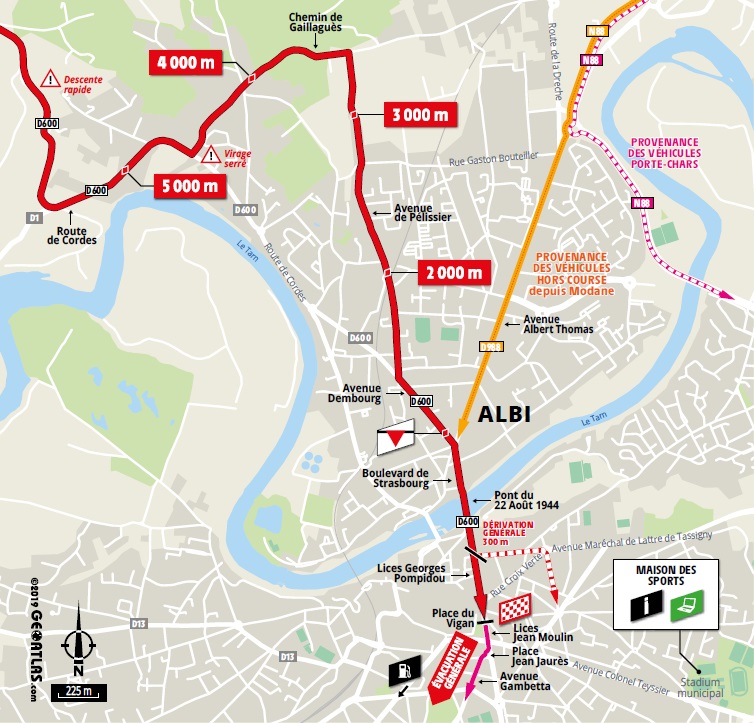 Streckenverlauf Tour de France 2019 - Etappe 10, letzte 5 km