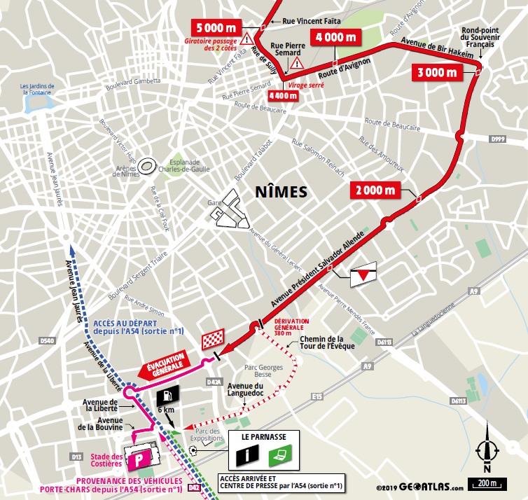 Streckenverlauf Tour de France 2019 - Etappe 16, letzte 5 km