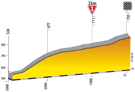 Höhenprofil Tour de Pologne 2019 - Etappe 4, letzte 3 km