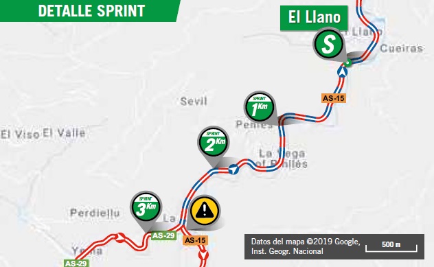 Streckenverlauf Vuelta a Espaa 2019 - Etappe 15, Zwischensprint