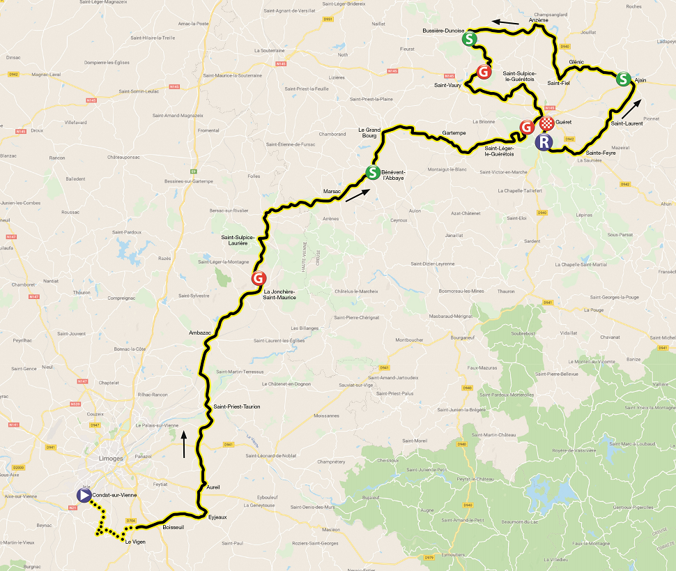 Streckenverlauf Tour du Limousin - Nouvelle Aquitaine 2019 - Etappe 1