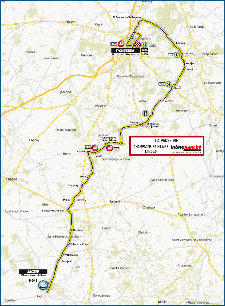 Streckenverlauf Tour Poitou-Charentes en Nouvelle Aquitaine 2019 - Etappe 5