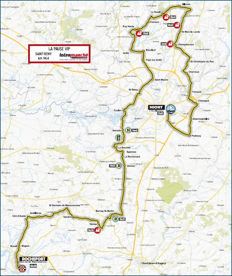 Streckenverlauf Tour Poitou-Charentes en Nouvelle Aquitaine 2019 - Etappe 1