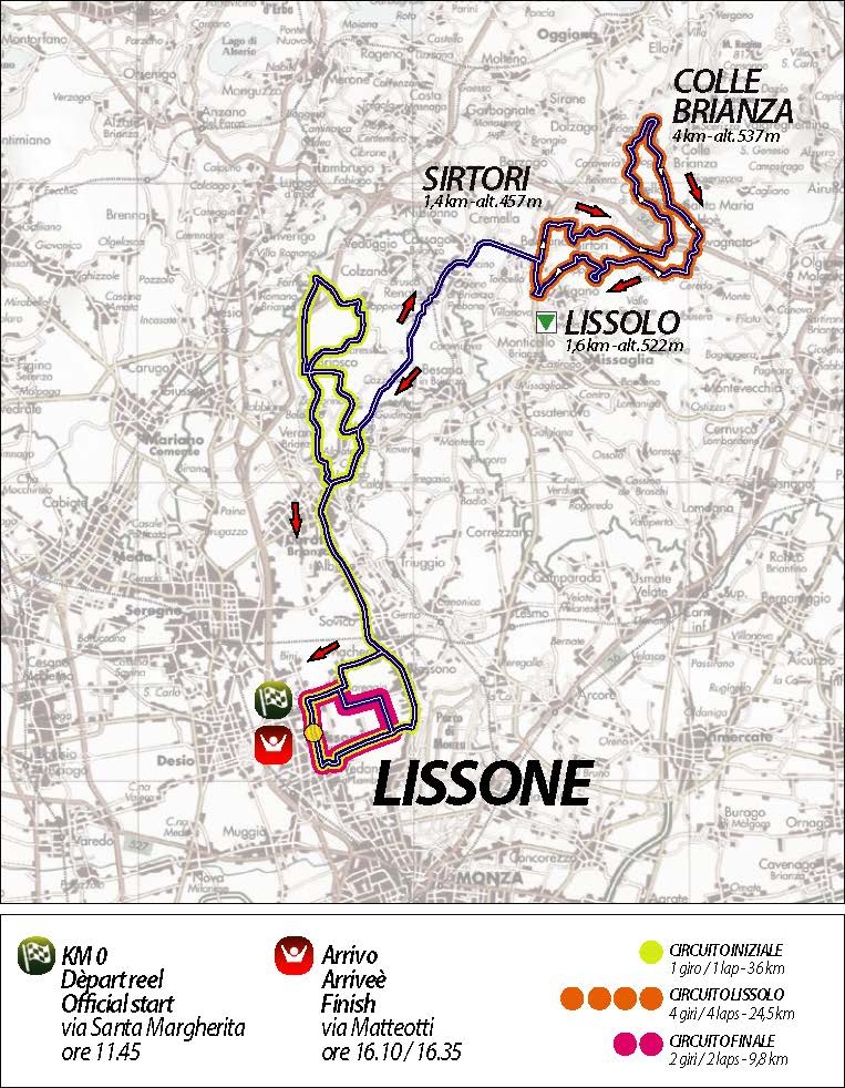 Streckenverlauf Coppa Agostoni - Giro delle Brianze 2019