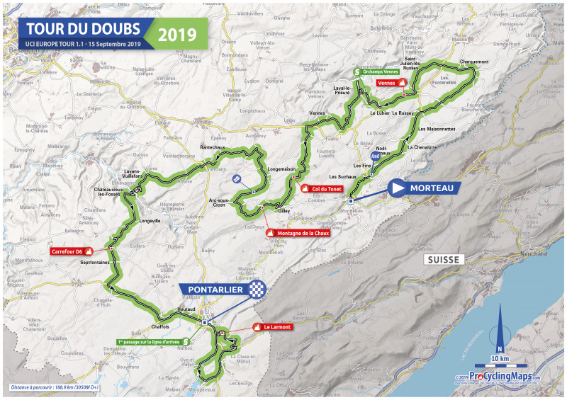 Streckenverlauf Tour du Doubs 2019
