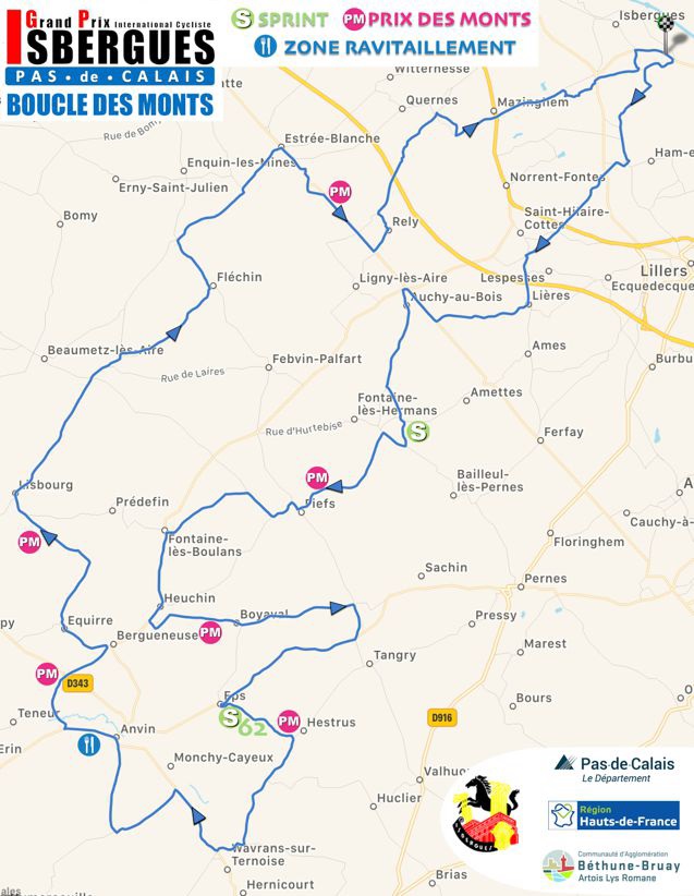 Streckenverlauf Grand Prix dIsbergues - Pas de Calais 2019, zweiter Rundkurs (98,3 km)