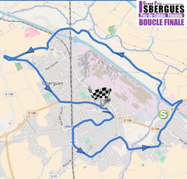 Streckenverlauf Grand Prix International dIsbergues - Pas de Calais Fminin 2019, zweiter Rundkurs (11,9 km)