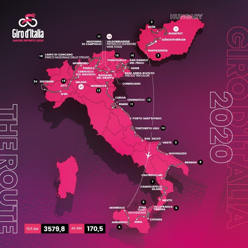 Prsentation Giro d Italia 2020: Streckenkarte